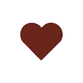 A simple, solid dark brown heart symbol centered on a light gray background.